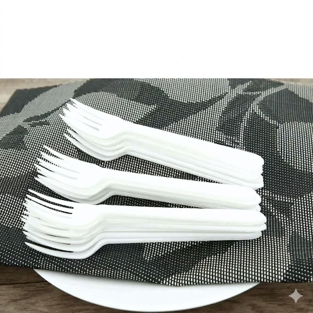 Nĩa nhựa trắng đục